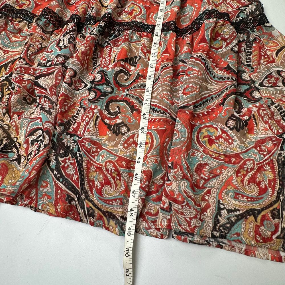 Reba Dress Womens Small Brown Paisley Maxi Tiered Bell Sleeve Boho Hippie Beach - Picture 12 of 14
